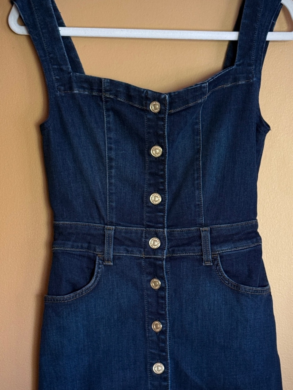 7 For All Mankind Dark Blue Denim Button-Front Dress XS